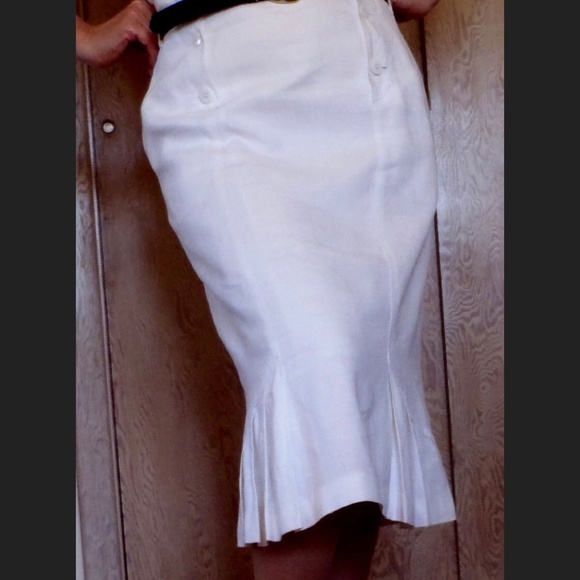 VINTAGE White LInen "Debbie Shuchat" Skirt - Picture 5 of 7